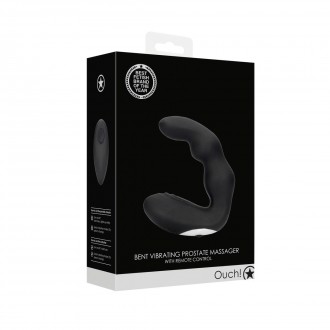 BENT VIBRATING PROSTATE MASSAGER WITH REMOTE CONTROL - BLACK