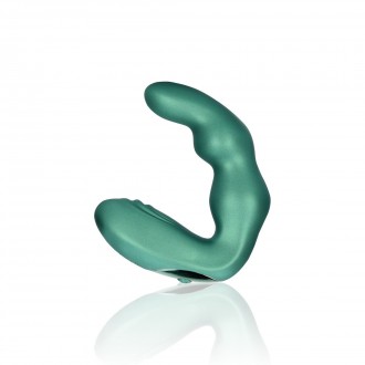 BENT VIBRATING PROSTATE MASSAGER WITH REMOTE CONTROL - METALLIC GREEN