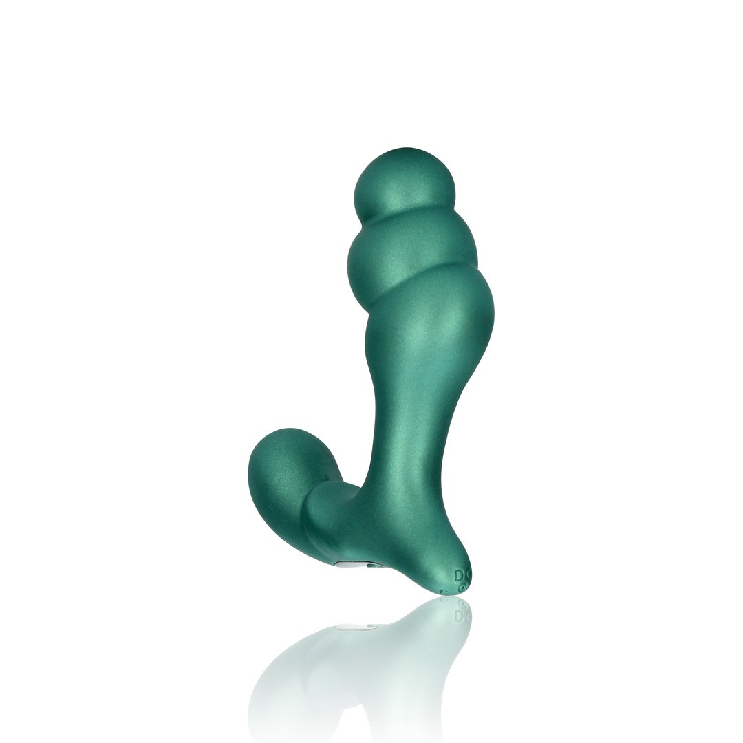 STACKED VIBRATING PROSTATE MASSAGER WITH REMOTE CONTROL - METALLIC GREEN