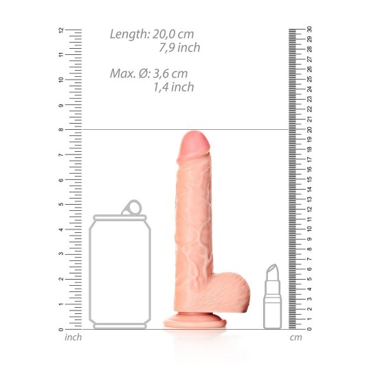 STRAIGHT REALISTIC DILDO WITH BALLS AND SUCTION CUP - 7 / 18 CM