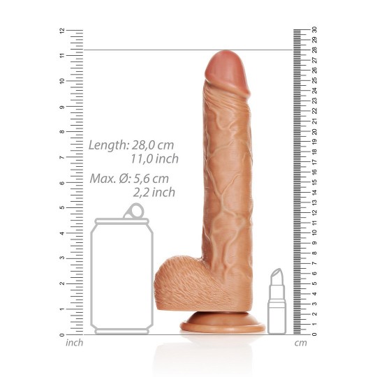 STRAIGHT REALISTIC DILDO WITH BALLS AND SUCTION CUP - 10 / 25,5 CM