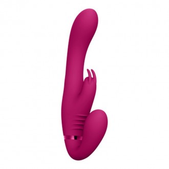 SUKI - VIBRATING STRAPLESS STRAP-ON RABBIT - PINK