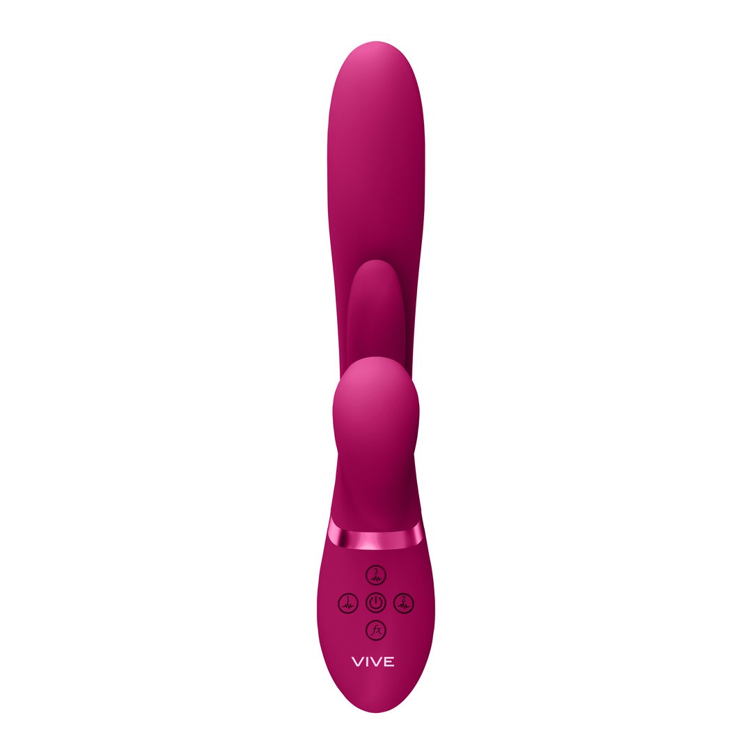 KURA - THRUSTING G-SPOT VIBRATOR WITH FLAPPING TONGUE AND PULSE WAVE STIMULATOR - PINK