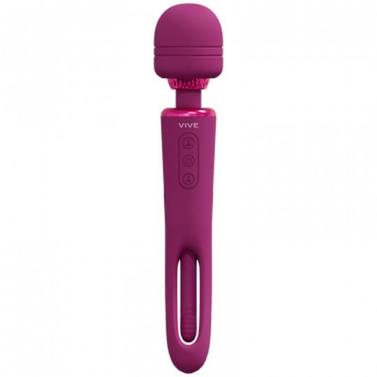 KIKU - DOUBLE ENDED WAND WITH INNOVATIVE G-SPOT FLAPPING STIMULATOR - PINK