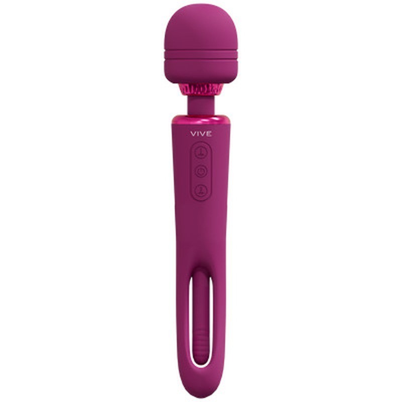 KIKU - DOUBLE ENDED WAND WITH INNOVATIVE G-SPOT FLAPPING STIMULATOR - PINK