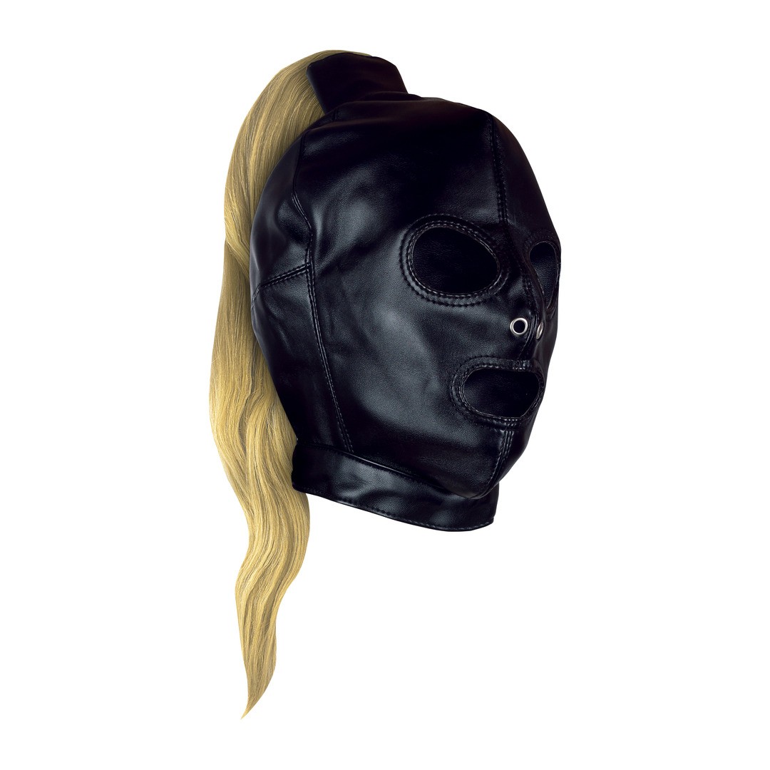 MASK WITH BLONDE PONYTAIL - BLACK