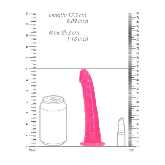 SLIM REALISTIC DILDO WITH SUCTION CUP - GLOW IN THE DARK - 6&#039;&#039; / 15,5 CM