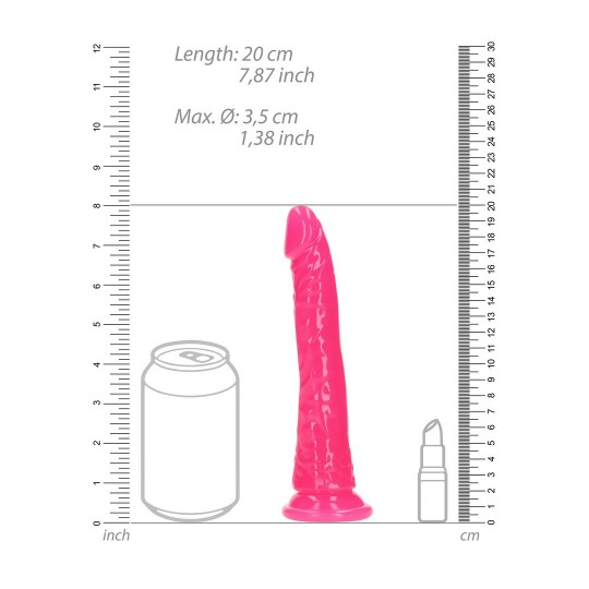 SLIM REALISTIC DILDO WITH SUCTION CUP - GLOW IN THE DARK - 7&#039;&#039; / 18 CM