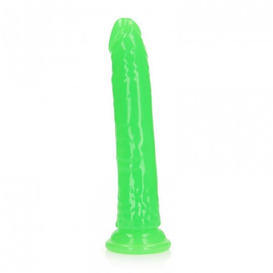 SLIM REALISTIC DILDO WITH SUCTION CUP - GLOW IN THE DARK - 9&#039;&#039; / 22,5 CM