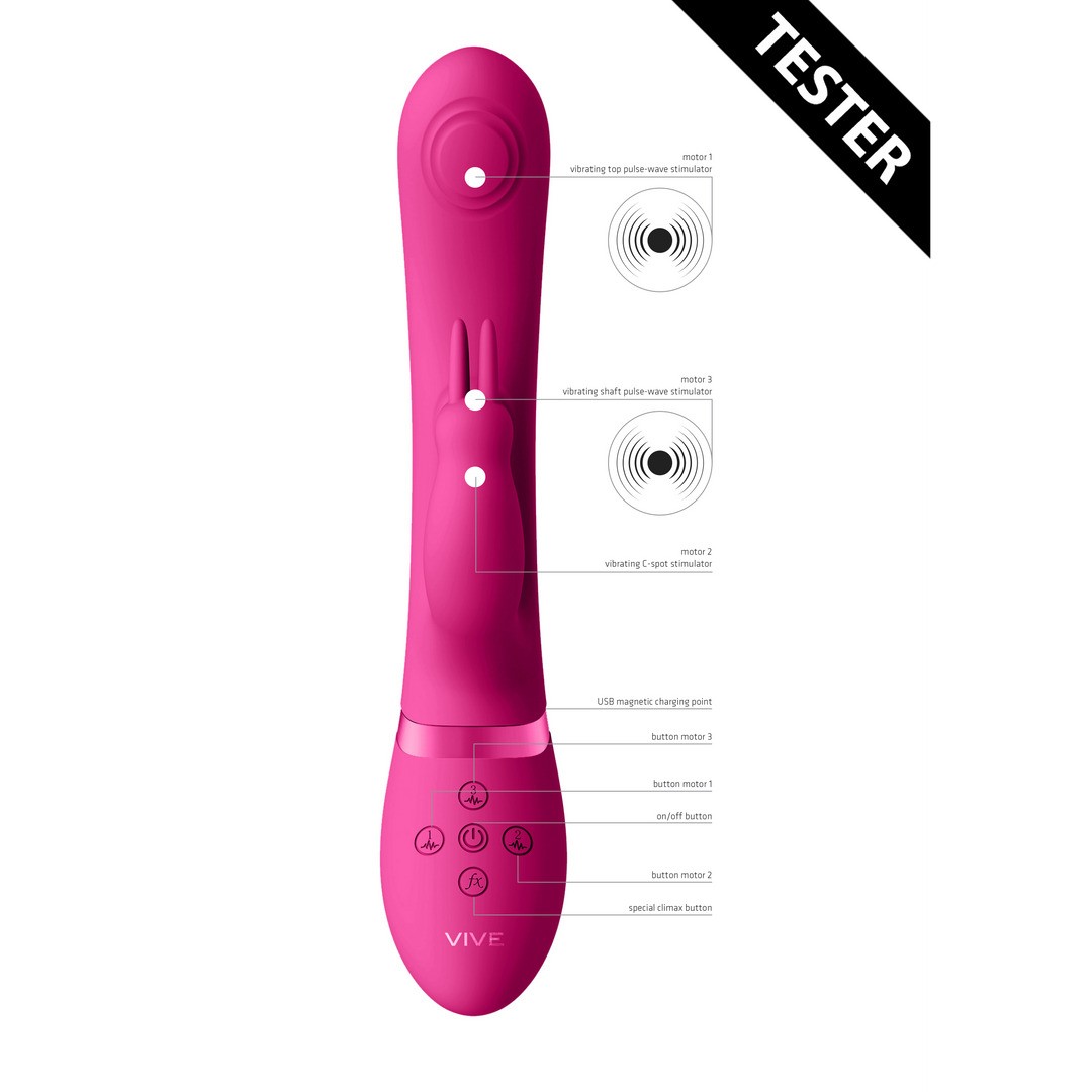 MAY - DUAL PULSE-WAVE  VIBRATING C-SPOT  G-SPOT RABBIT - PINK - TESTER