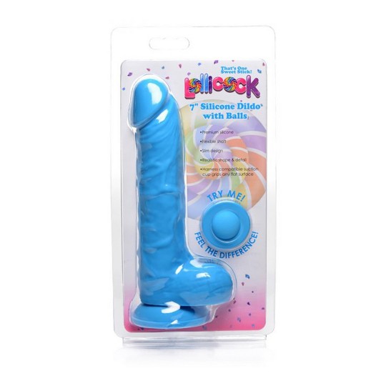 SILICONE DILDO WITH BALLS - 7 / 18 CM