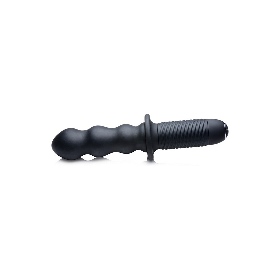 THE GROOVE - SILICONE VIBRATOR WITH HANDLE - BLACK