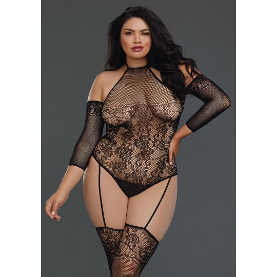 FISHNET TEDDY BODYSTOCKING - PLUS SIZE