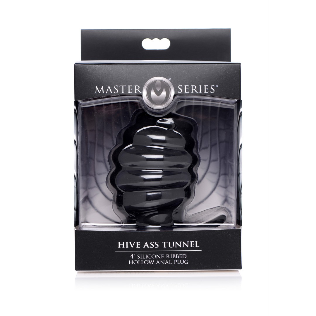 HIVE ASS TUNNEL - SILICONE RIBBED HOLLOW ANAL PLUG - LARGE