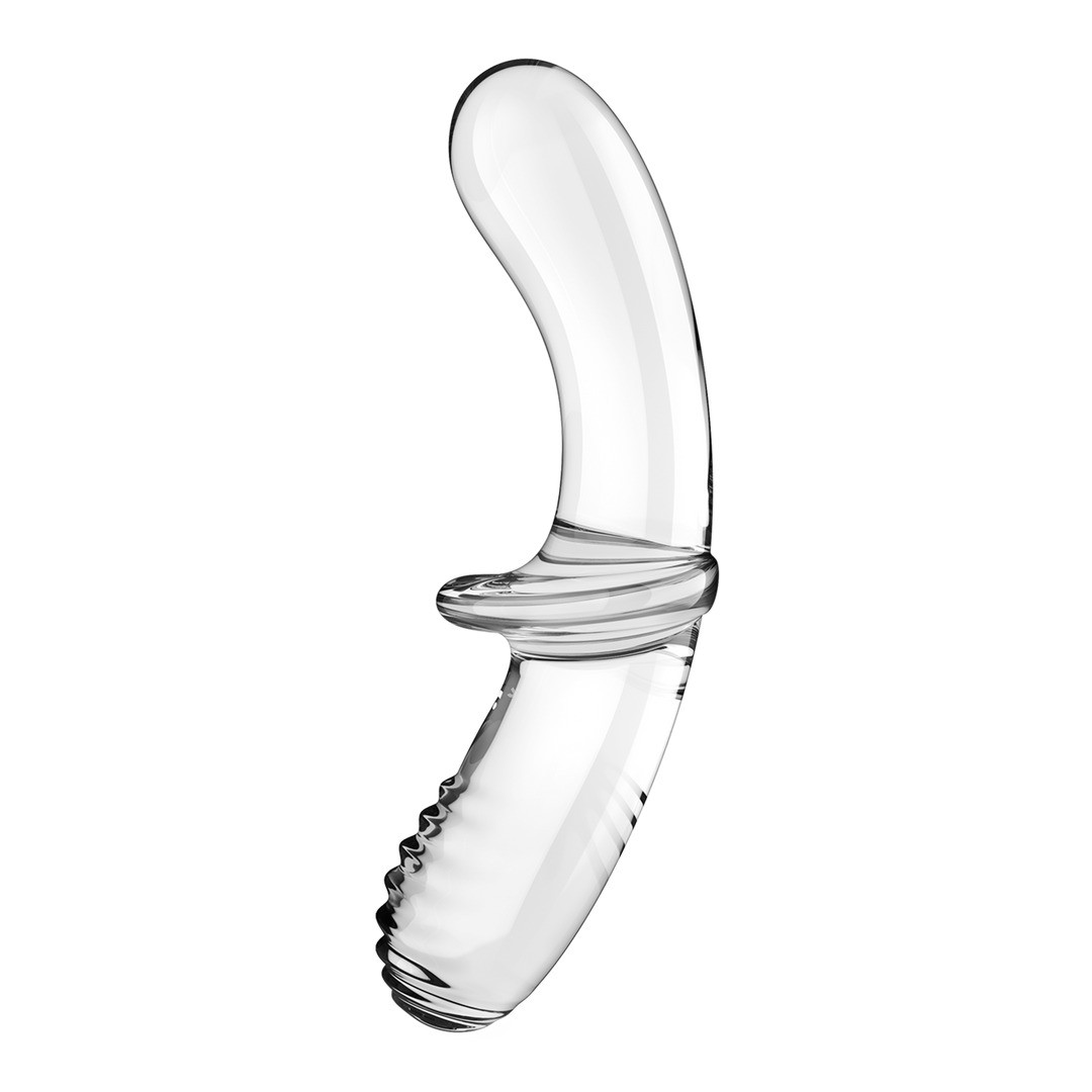 DOUBLE CRYSTAL - GLASS DILDO - TRANSPARENT