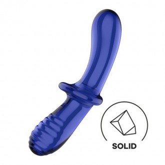 DOUBLE CRYSTAL - GLASS DILDO - LIGHT BLUE