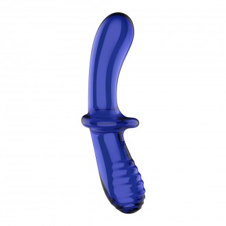 DOUBLE CRYSTAL - GLASS DILDO - LIGHT BLUE