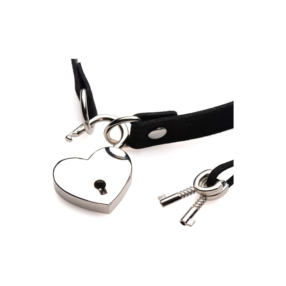 LOCK-IT - CHOKER WITH HEART LOCK AND KEY