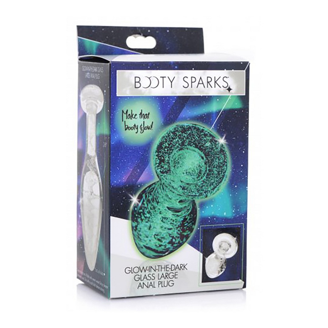 GLOW-IN-THE-DARK - GLASS BUTT PLUG - LARGE