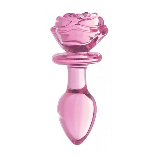 PINK ROSE - GLASS BUTT PLUG - MEDIUM