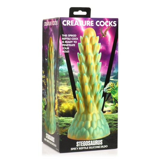 STEGOSAURUS - SPIKY REPTILE SILICONE DILDO - GREEN