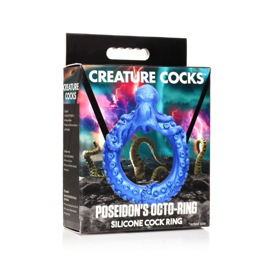 POSEIDON&#039;S OCTO-RING - SILICONE COCK RING - BLUE