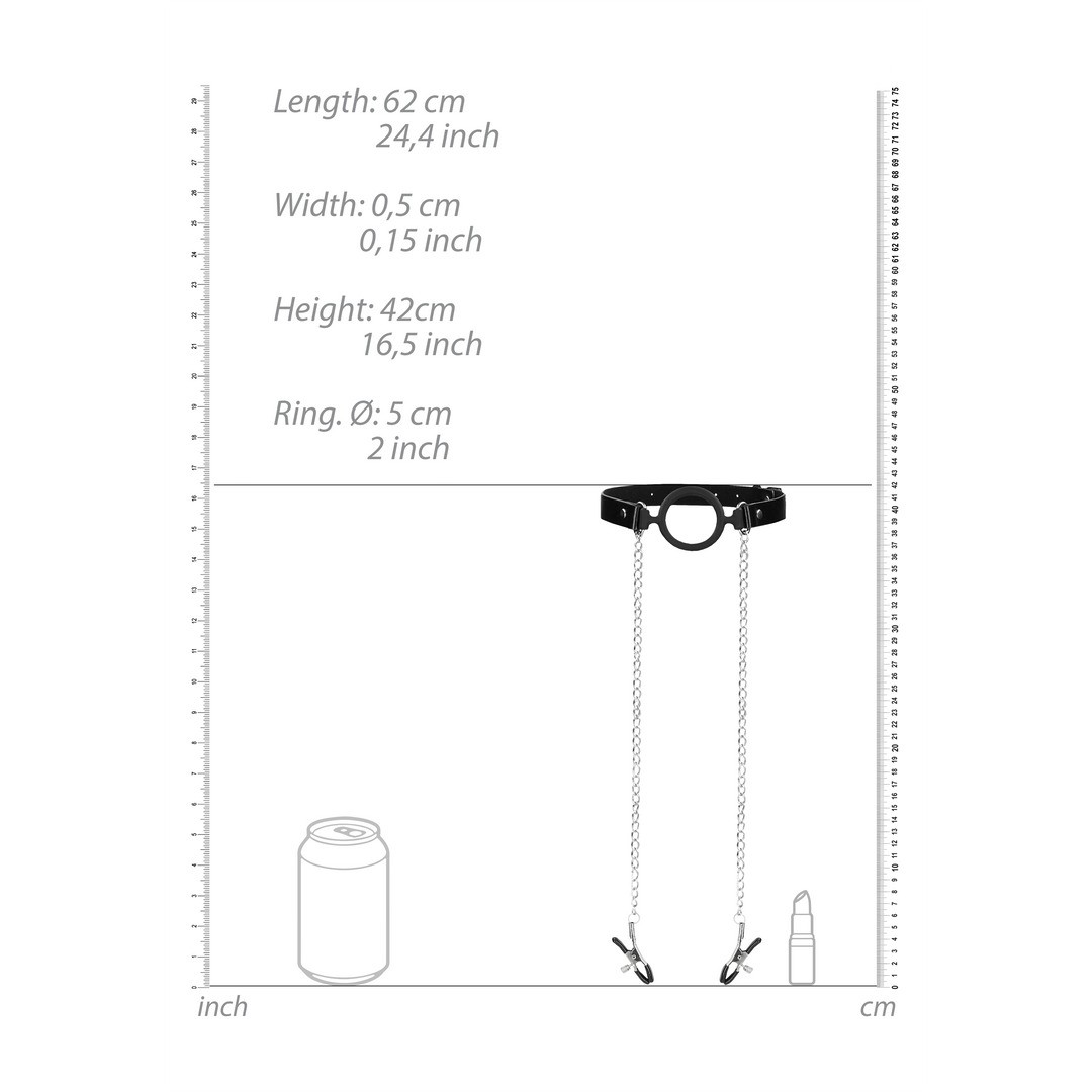 O-RING BALL GAG WITH NIPPLE CLAMPS
