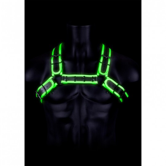 BULLDOG HARNESS WITH BUCKLE - GLOW IN THE DARK - L/XL