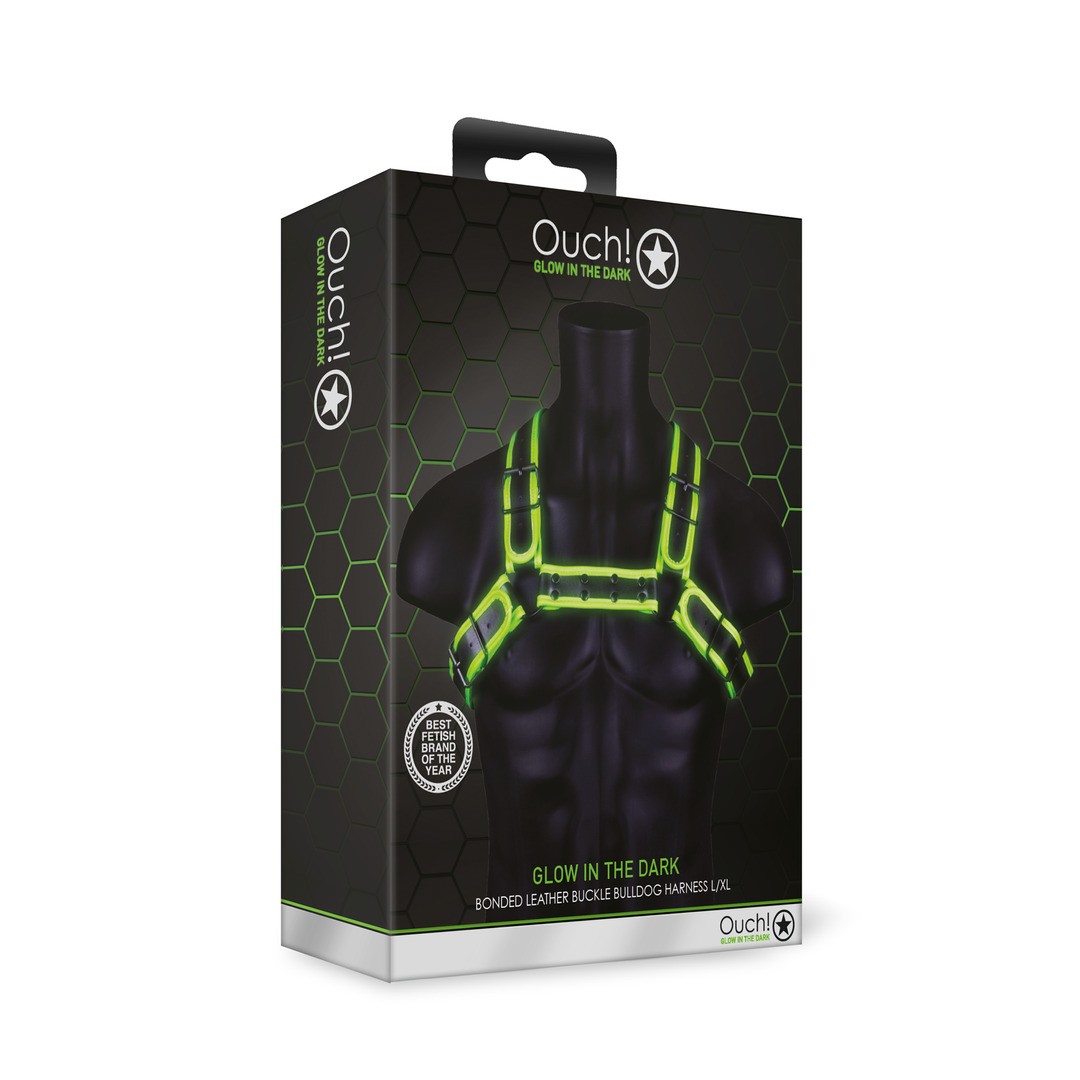 BULLDOG HARNESS WITH BUCKLE - GLOW IN THE DARK - L/XL