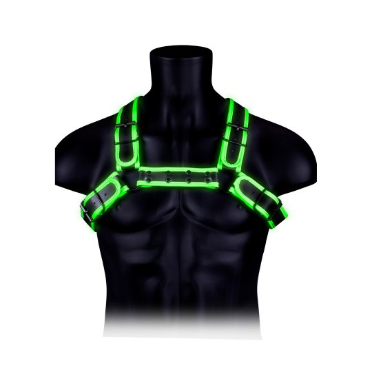 BULLDOG HARNESS WITH BUCKLE - GLOW IN THE DARK - L/XL