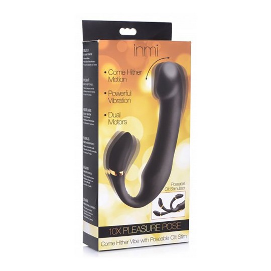 PLEASURE - SILICONE VIBRATOR WITH CLITORIS STIMULATOR