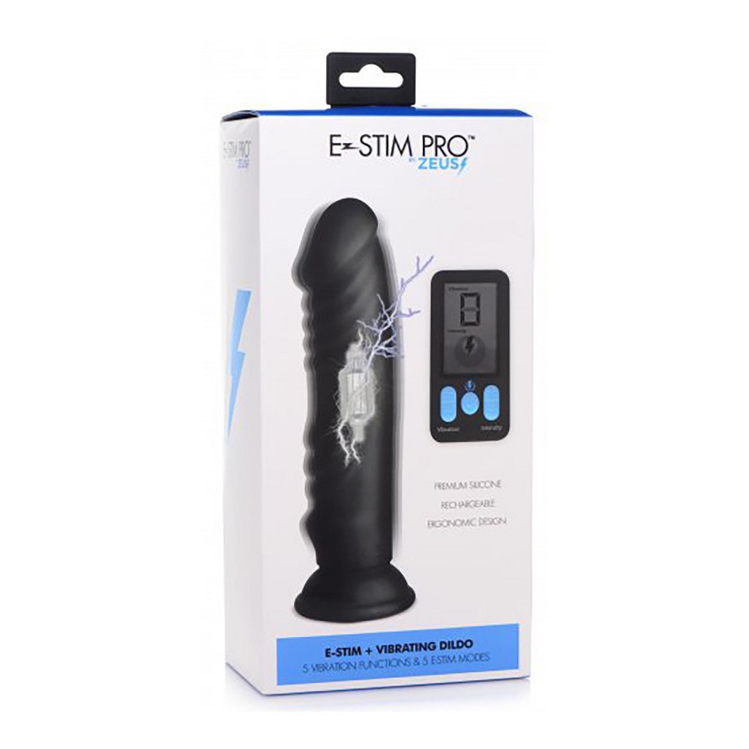 VIBRATING AND E-STIM SILICONE DILDO + REMOTE CONTROL