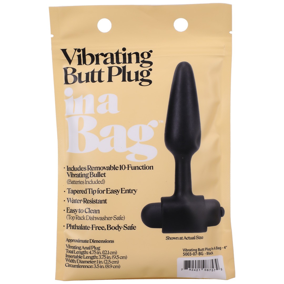 VIBRATING BUTT PLUG - 4 / 10 CM - BLACK