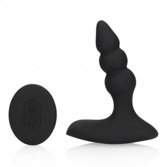 BEADED VIBRATING ANAL PLUG WITH REMOTE CONTROL - LICORICE BLACK