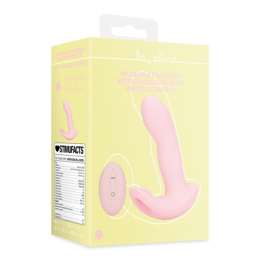 WEARABLE FINGERING MOTION VIBRATOR WITH REMOTE CONTROL - CHERRY CHIFFON