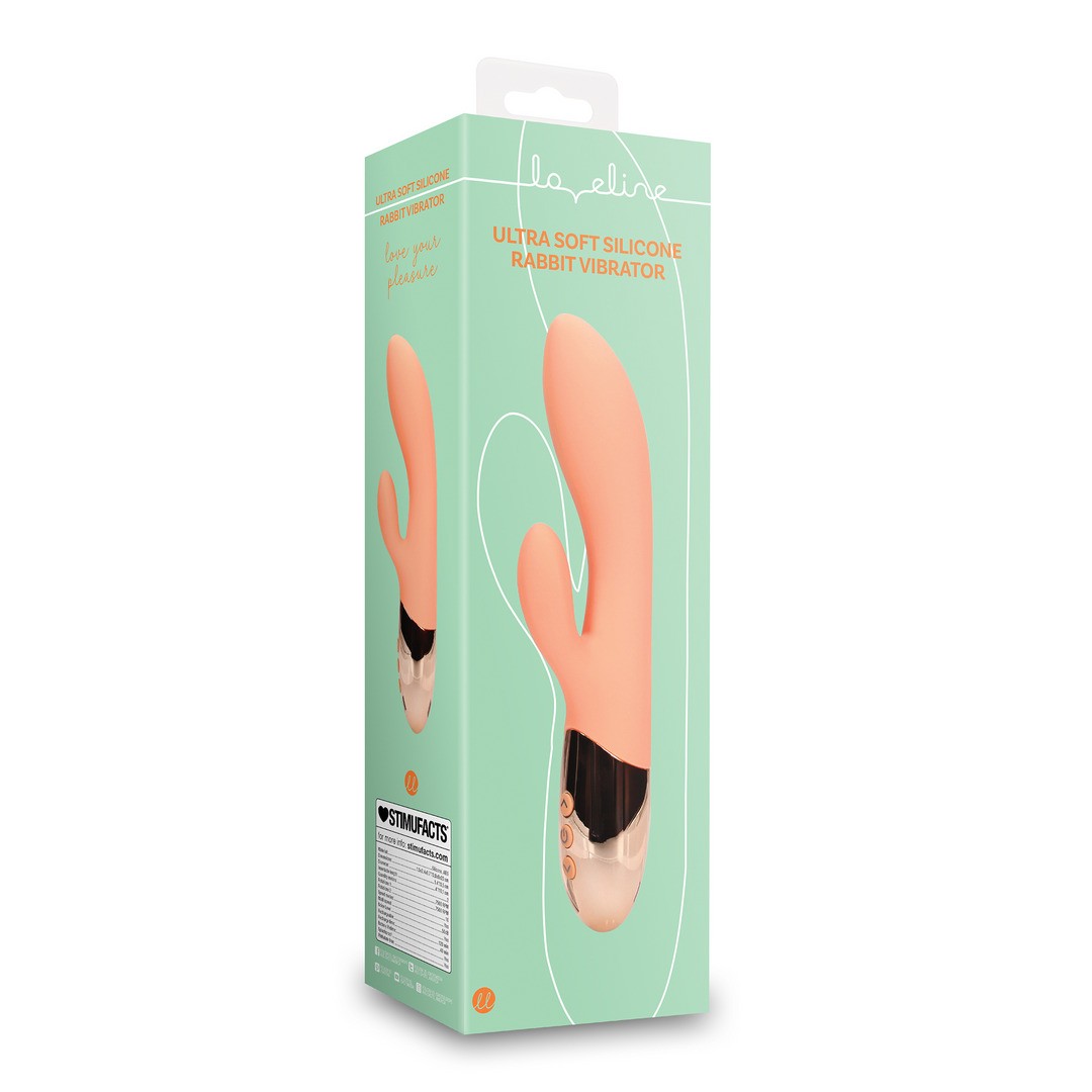 ULTRA SOFT SILICONE RABBIT VIBRATOR - CERAMIC PEACH