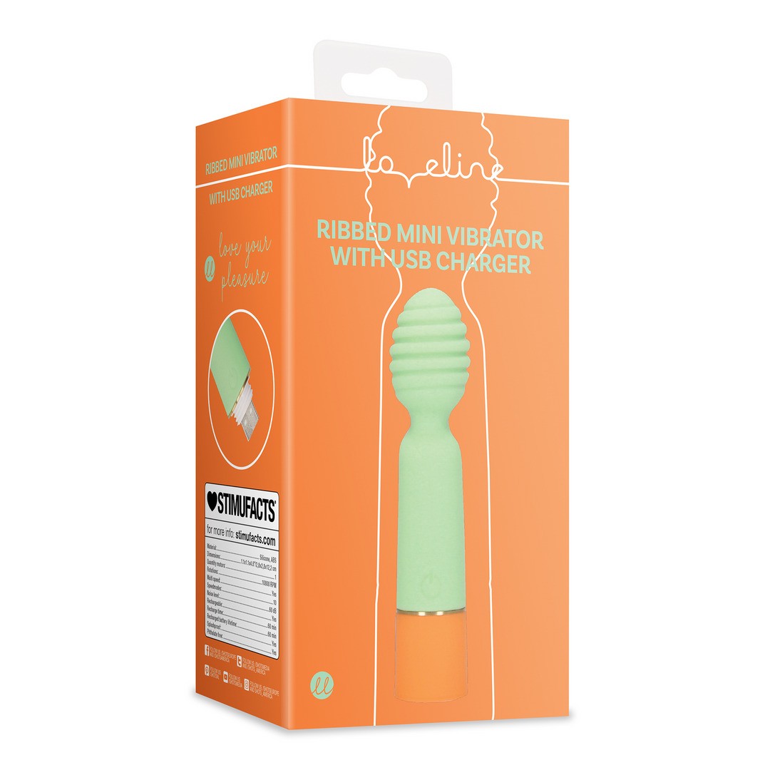 RIBBED MINI VIBRATOR WITH USB CHARGER - SPRING SAGE