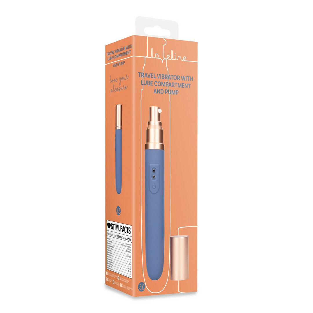 TRAVEL VIBRATOR WITH LUBE COMPARTMENT AND PUMP - BLUE HORIZON