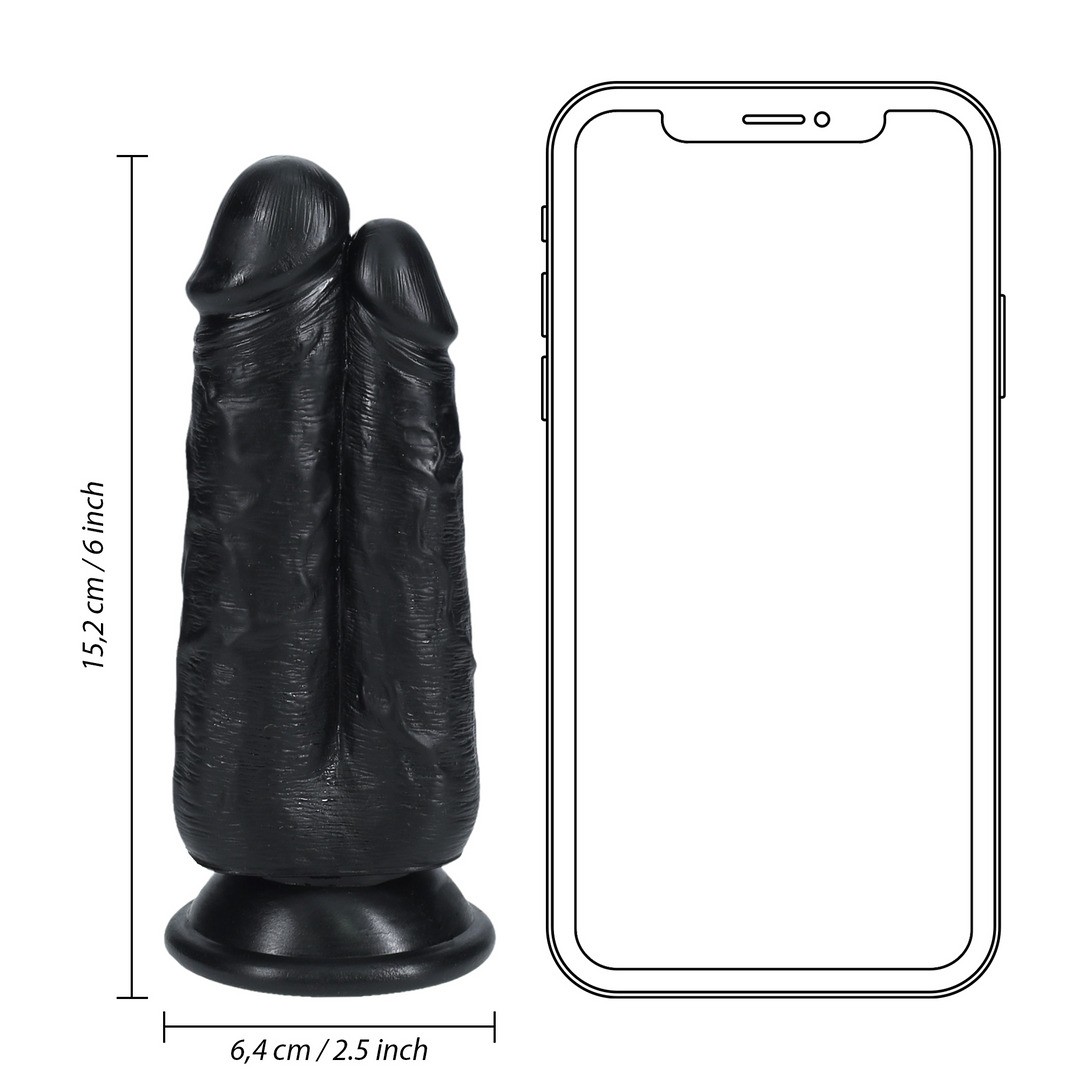 TWO IN ONE DILDO 5/6 - 12,7/15,2 CM - BLACK