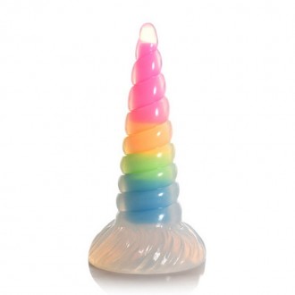 UNIGLOW - GLOW-IN-THE-DARK RAINBOW SILICONE DILDO