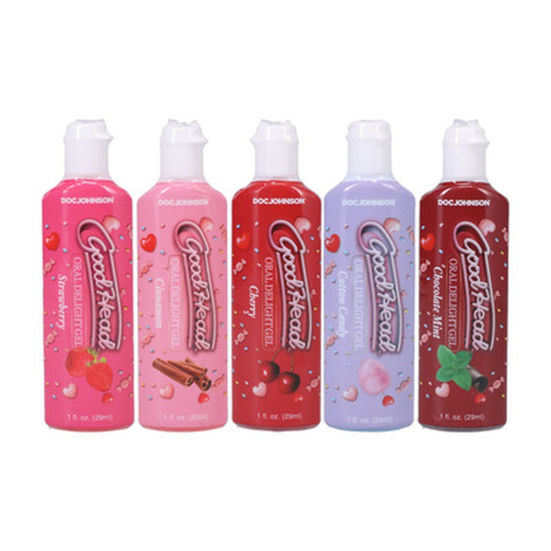 ORAL DELIGHT GEL - STRAWBERRY - CHERRY - COTTON CANDY - CHOCOLATE MINT - CINNAMON - 5 PACK - 1 FL OZ / 29 ML