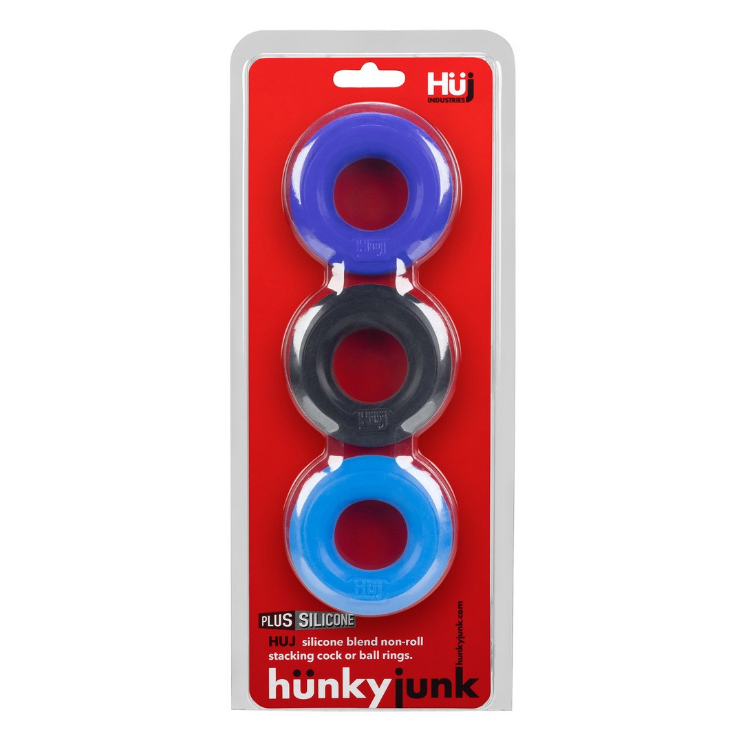 HUJ3 - COCKRING 3-PACK - TAR / COBALT / AQUA