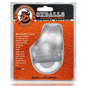 BALLSLING - STRETCHY COCKSLING WITH BALL-SPLITTING STRAP - CLEAR ICE