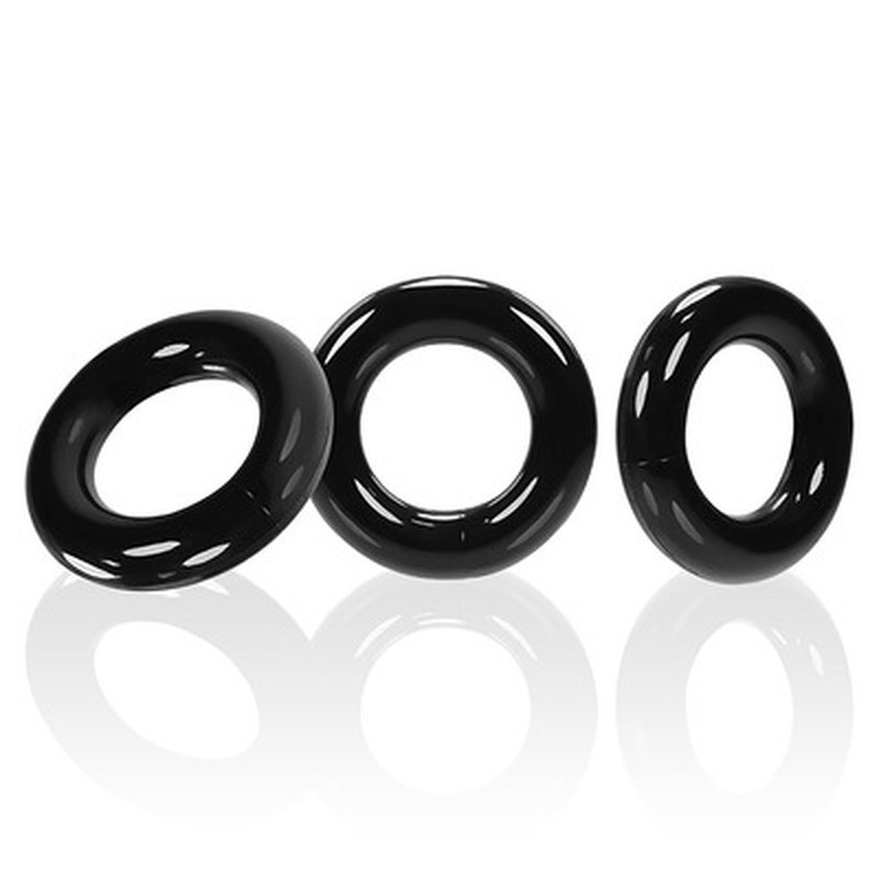 WILLY RINGS - 3-PACK STRETCHY COCKRINGS - BLACK