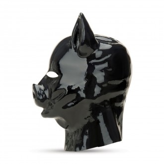 LATEX PIG HOOD - BLACK