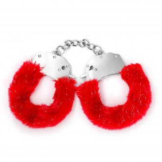 SPANGLE MANETTE IN METALLO CON PELUCHE ROSSO CRUSHIOUS