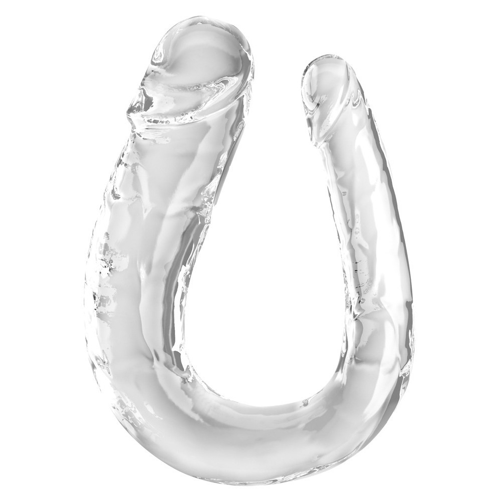 GODE LARGE DOUBLE TROUBLE KING COCK CLEAR 17,5&quot;