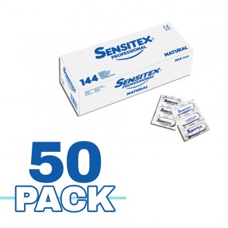 PACK DE 50 CAJAS DE CONDONES PROFESIONALES NATURALES 144 UNIDADES SENSITEX