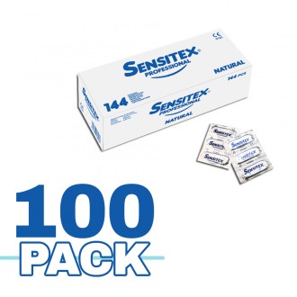 PACK OF 100 BOXES OF SENSITEX NATURAL PROFESSIONAL CONDOMS 144 UNITS