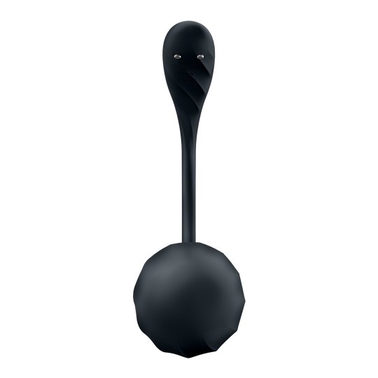 RIBBED PETAL CONNECT APP - WEARABLE COUPLE VIBRATOR - BLACK